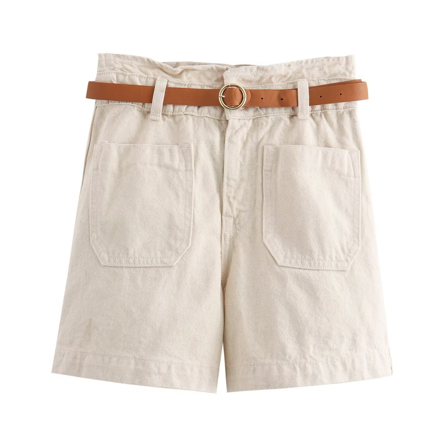 Kvinnors Jeansshorts Avtagbart Bälte Avslappnad Denim 6