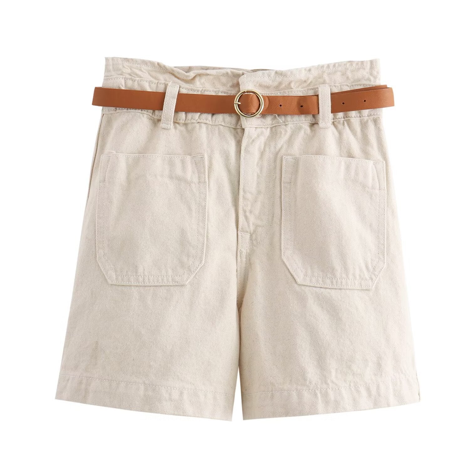 Kvinnors Jeansshorts Avtagbart Bälte Avslappnad Denim 6