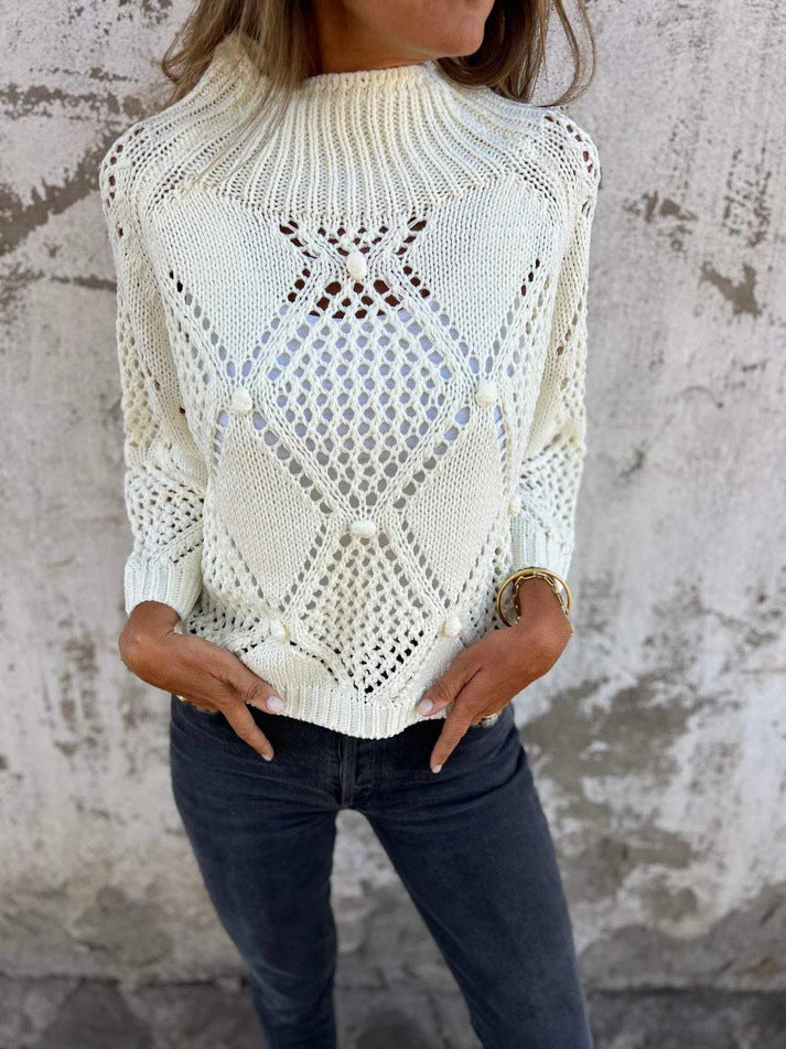 Variant image for Stickad Dam Tröja Avslappnad Rund Hals 100% Akryl-7