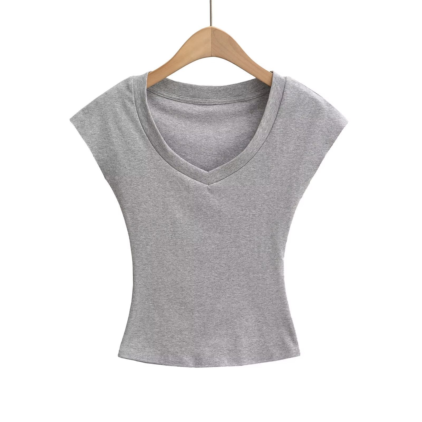 Kvinnors T-shirt V-hals Modern Snitt 100% Bomull 4