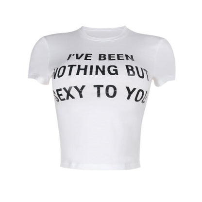 Kvinnors Skördetopp Figurnära Bomull med Uttalande Tryck-6