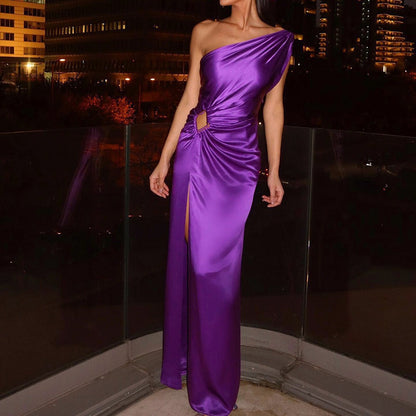 Dam Asymmetrisk Midi Klänning Elegant Kompositmaterial 2