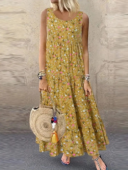 Dam Klänning Asymmetrisk Midi 3D-Blommönster Polyester-1