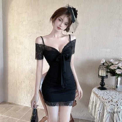 Kvinnors Bodycon Klänning Spaghetti Band V-ringning Polyester Elastan-3