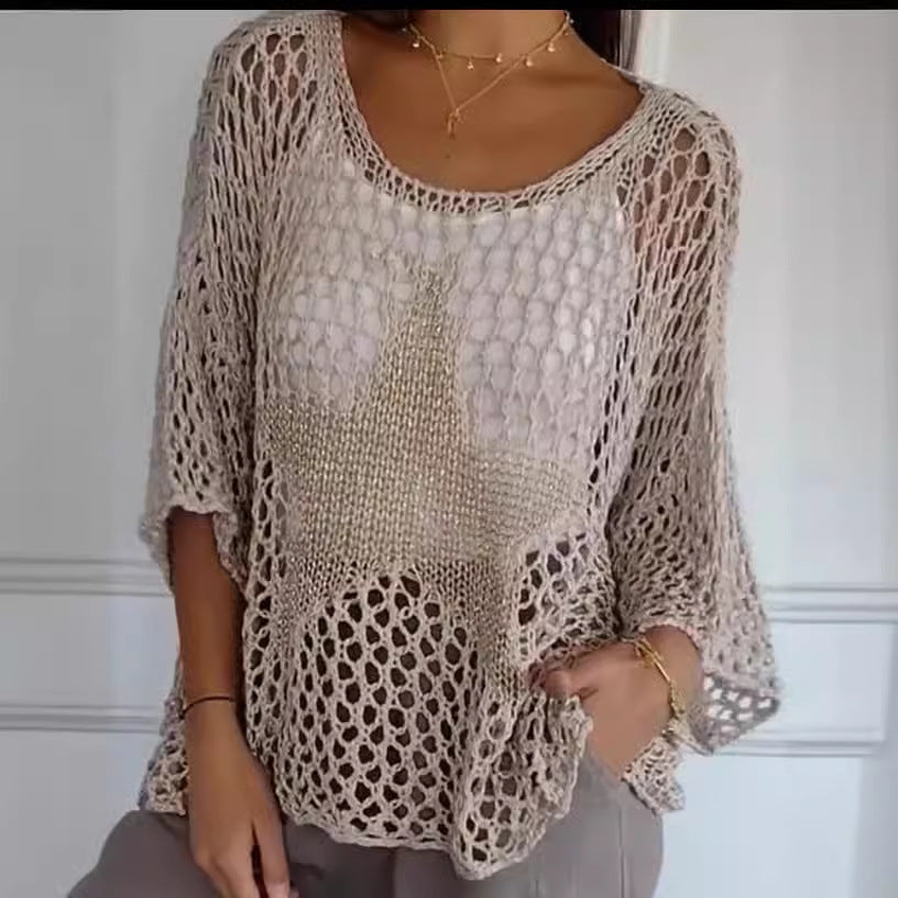 Herrskjorta Löst Fit Tre-kvart Ärmar Polyester Patchwork-4