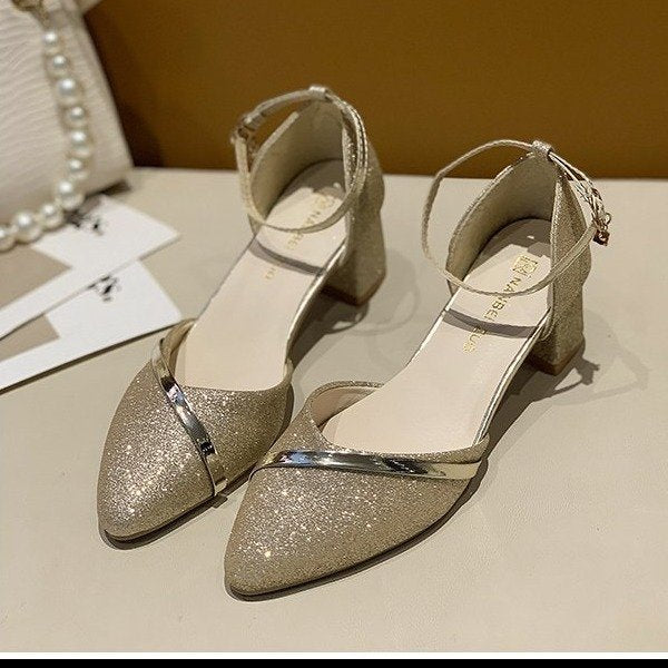 Kvinnor Glidpumpar Transparenta Remmar Glitterfinish Syntetiskt 5