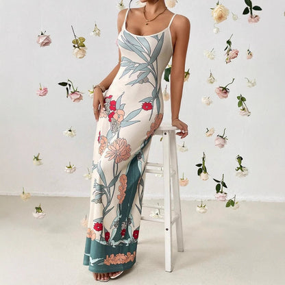 Dam Maxiklänning Blommig Kroppsnära Polyester-5