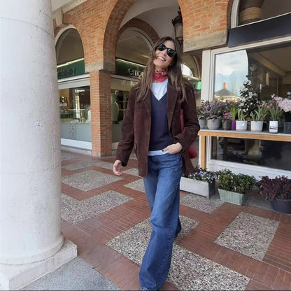 Klassisk Dam Blazerjacka i Mocka med Fickor – Elegant och Bekväm Passform, Tillgänglig i S-XL 5