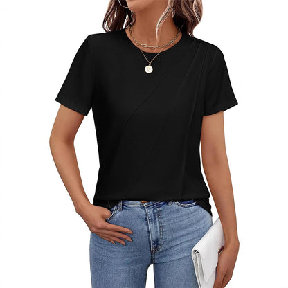 Dam T-shirt Monokrom Randig Löst Passform 100% Bomull-3