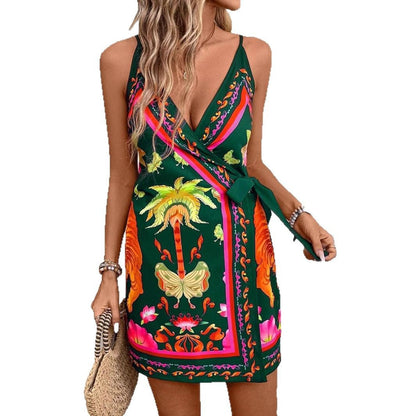 Dam Klänning Spaghetti Band Kort Polyester Urban Stil 6