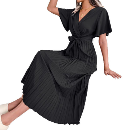 Kvinna Lång Kjol Hög Midja Chiffon Med V-Ringning-5