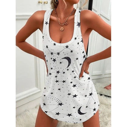 Variant image for Kvinna Ärmlös Klänning Tryckt Polyester Street Style-1