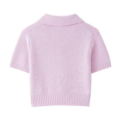 Kvinnors Kortärmad Cardigan Mjuk Tyg med Dekorativa Band 2
