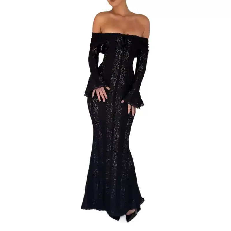 Dam Klänning Bodycon Utställd Spaghetti Band Polyester Elastan-6