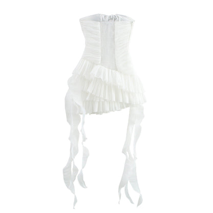 Kvinnors A-Line Klänning med Fransdekoration Högkvalitativt Tyg-4