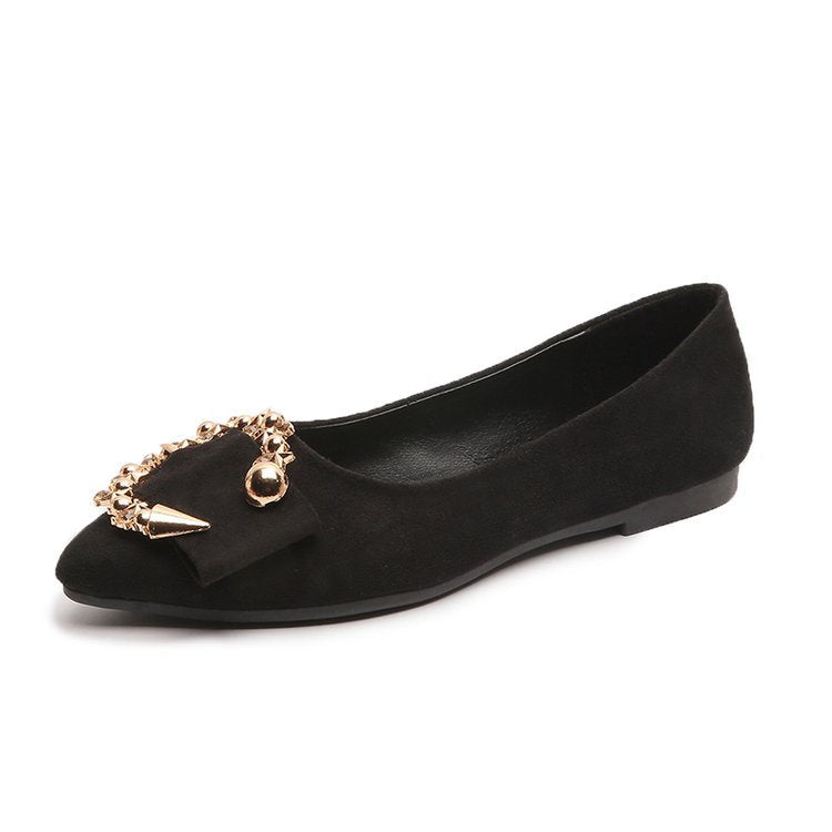 Kvinnor Ballerinaskor Lyxiga Smyckedetaljer Mocka-6