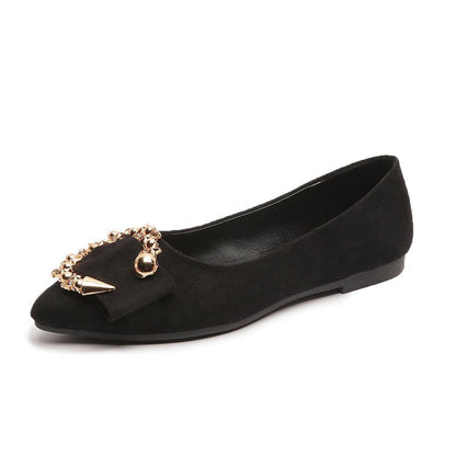 Kvinnor Ballerinaskor Lyxiga Smyckedetaljer Mocka-6