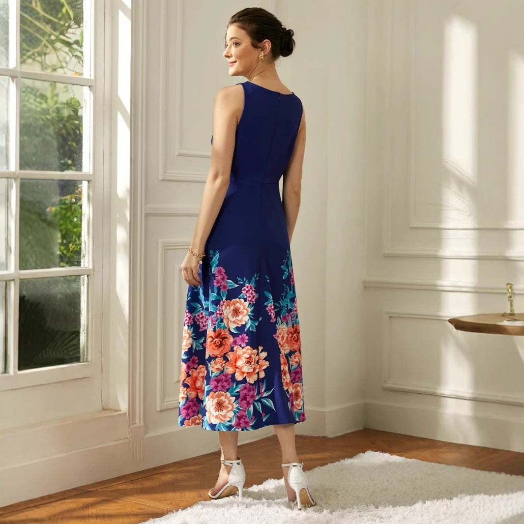 Dam Klänning A-Line Rund Hals Bomull Polyester Fina Klänningar-3