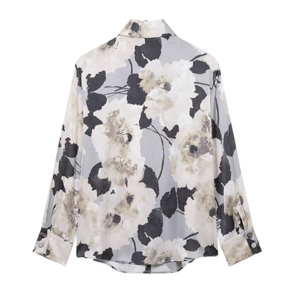 Kvinnors Kjol och Topp Set i Tryckt Satin, Midi Längd, Mjuk Spandex-4