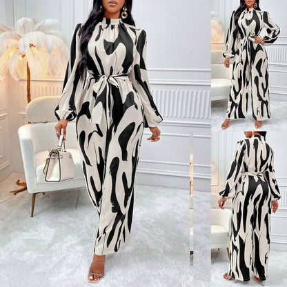 Dam Jumpsuit Blommig Design Långärmad Polyester Loose Fit-2