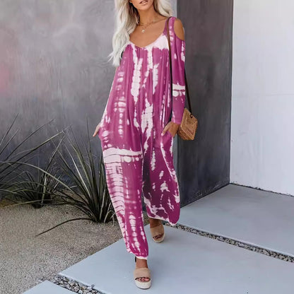 Dam Jumpsuit Långärmad Löst Snitt Polyester Hög Midja Casual-3