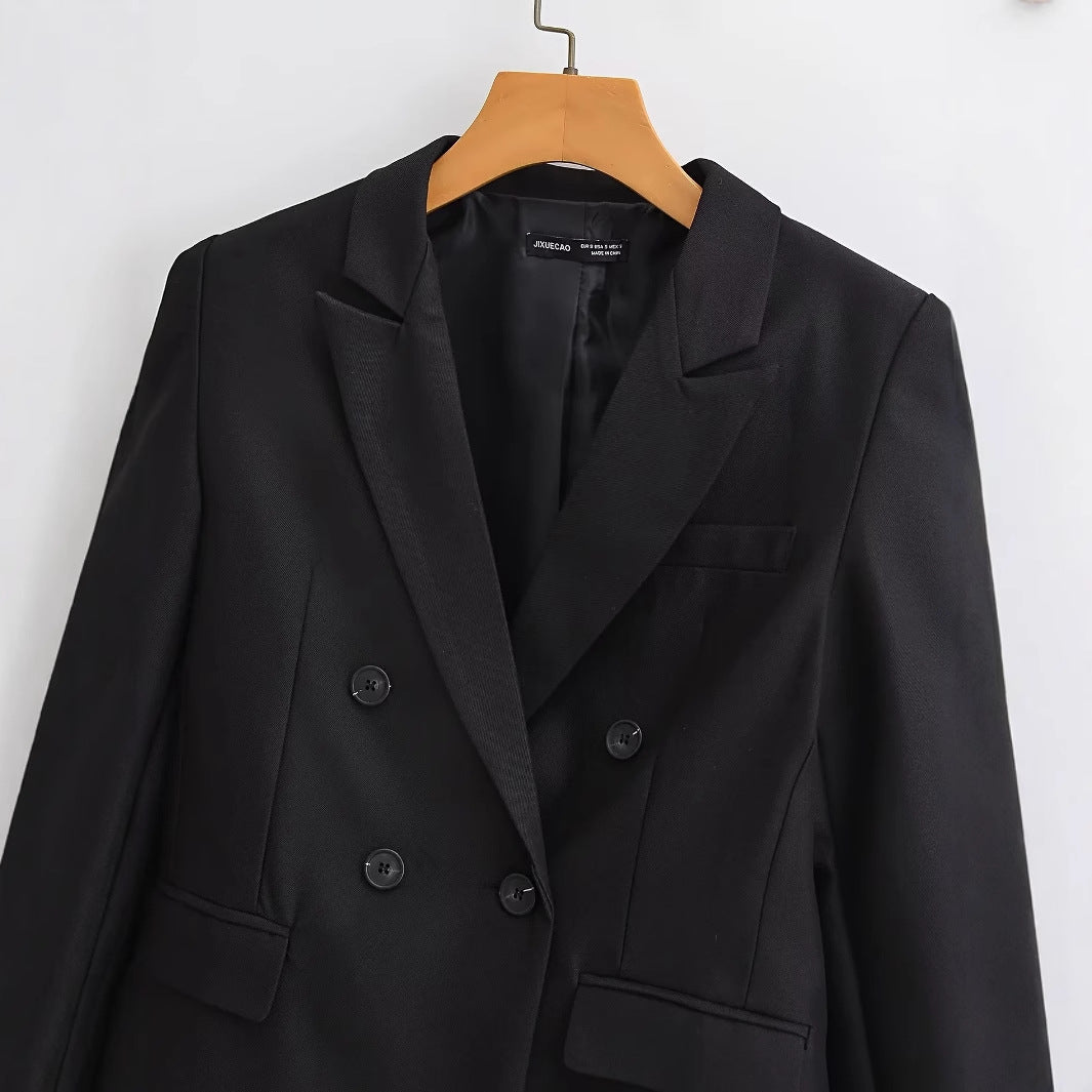Kvinnors Blazer Dubbla Knapp Högkvalitativt Tyg-3