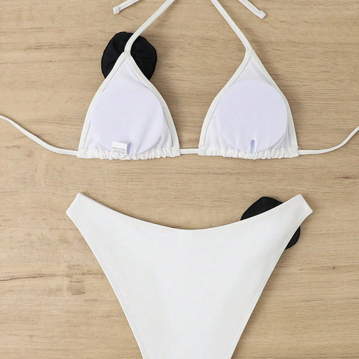 Dam Triangelbikini med Blomdekorationer och Justerbara Bärarremmar i Snabbtorkande Tyg 4