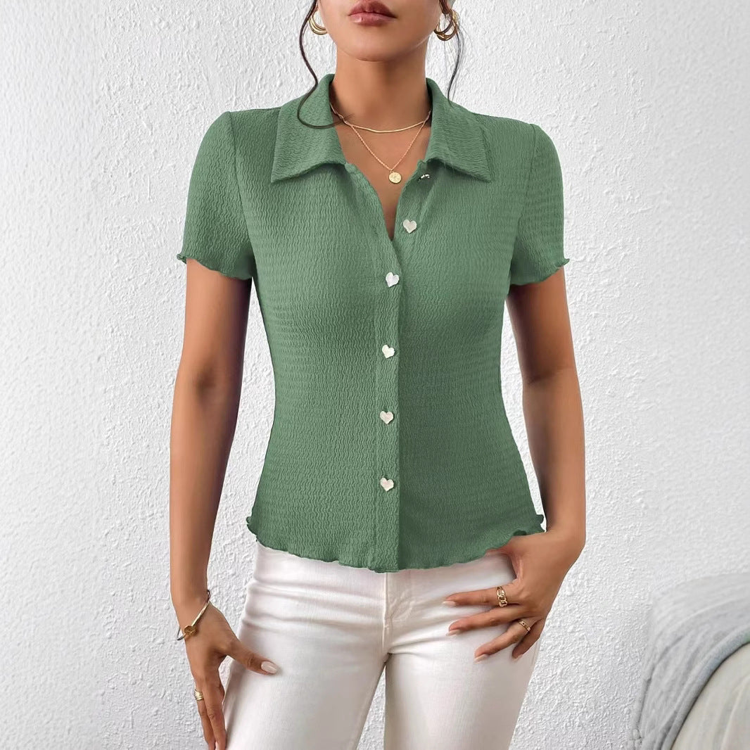 Dam T-shirt Slim Fit Kort Ärmar Polyester-5