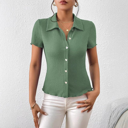 Dam T-shirt Slim Fit Kort Ärmar Polyester-5