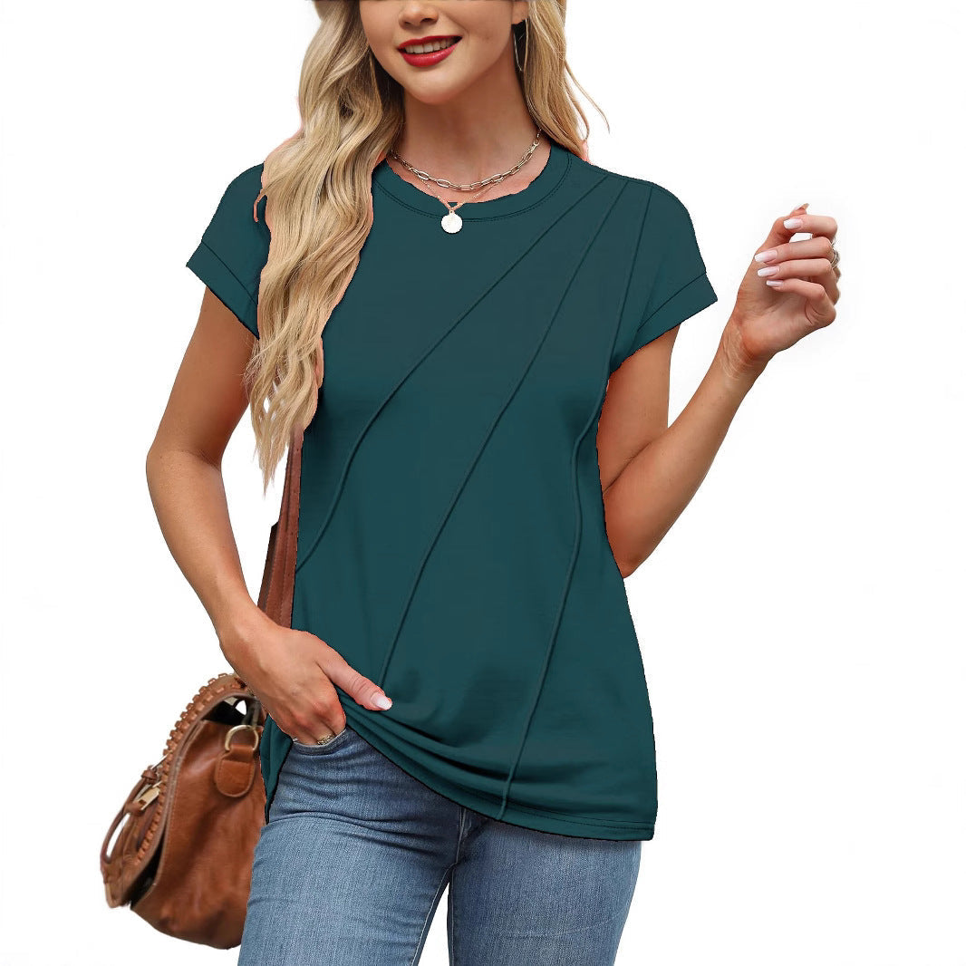 Dam T-shirt Kortärmad Löst Passform Viskos-5