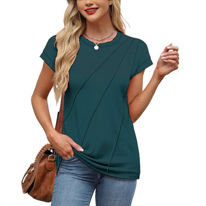 Dam T-shirt Kortärmad Löst Passform Viskos-5