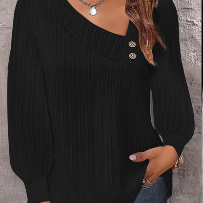 Dam Skjorta Långärmad V-ringning Polyester Blus-3