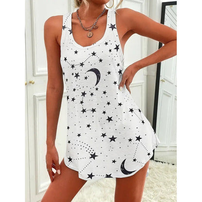 Kvinna Ärmlös Klänning Tryckt Polyester Street Style-2