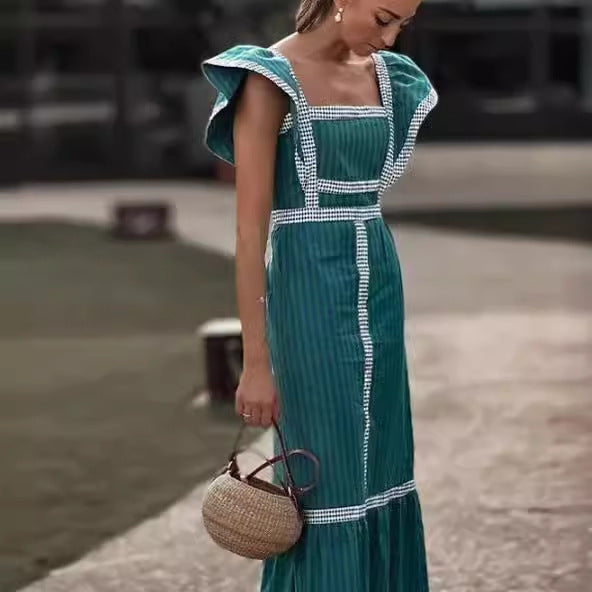 Kvinnor Klänning Lekfull Ruffles Lätt Tyg-4