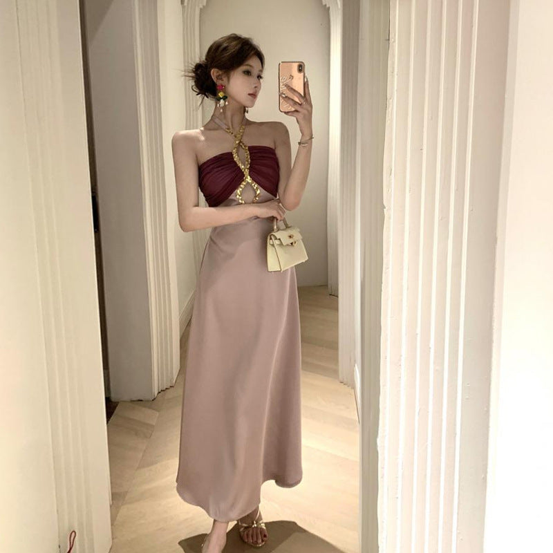 Dam Klänning Bodycon Halterneck Maxilängd Polyester-3