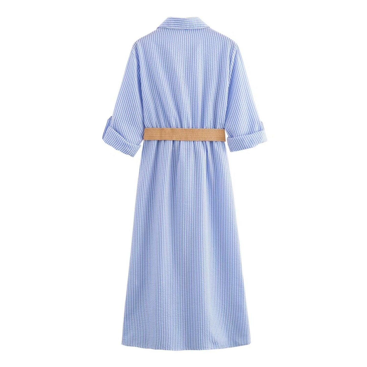 Fina Dam Klänningar A-Line Randig Midi i 100% Bomull-2