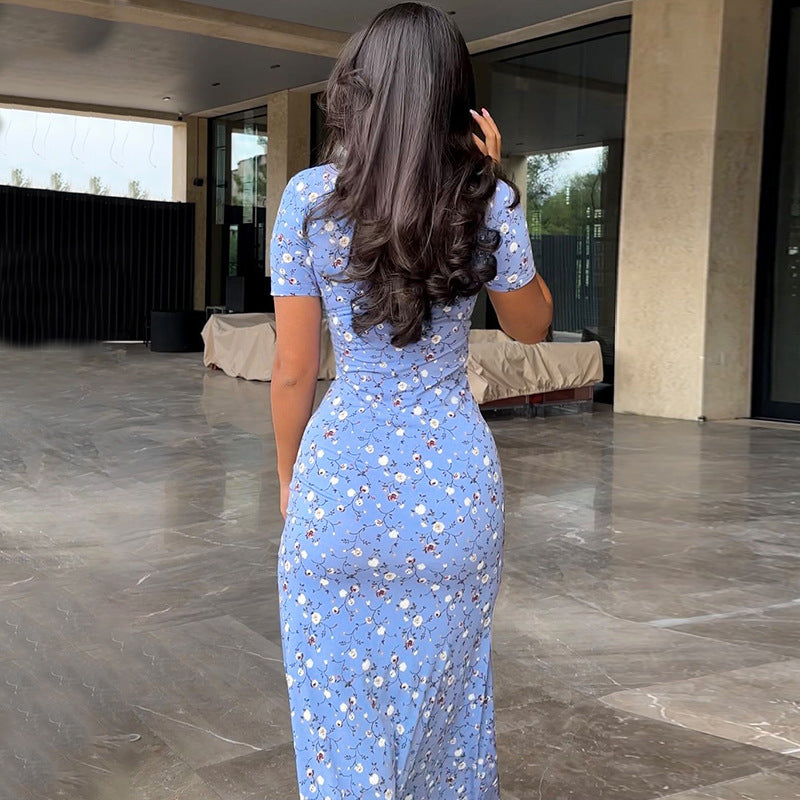 Dam Klänning Bodycon Midi Kortärmad Polyester-5