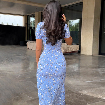 Dam Klänning Bodycon Midi Kortärmad Polyester-5