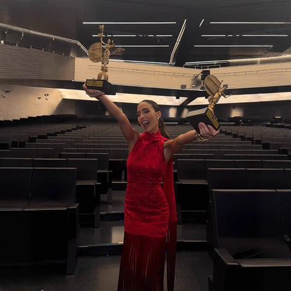 Kvinnors Aftonklänning Spetsdetaljer V-hals Polyester 2