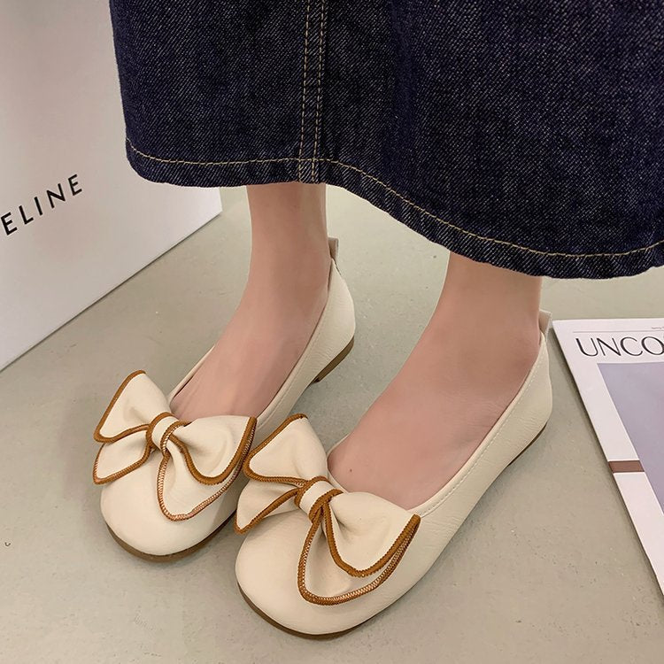 Kvinnors Ballerinas med Dekorativ Slinga Syntetiskt Läder och Icke-Slip Sula 2