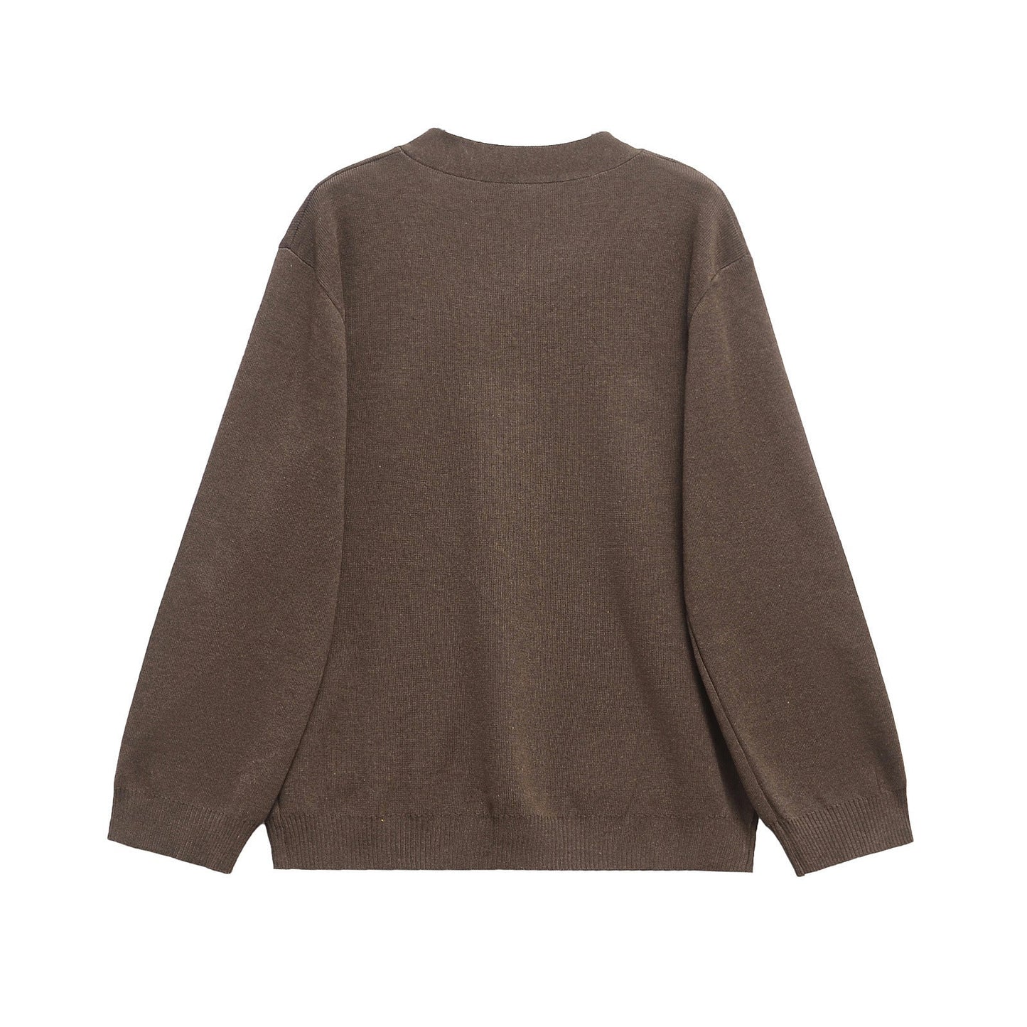 Dam Kardigan V-ringad Monokrom Mjuk Akrylblandning-4