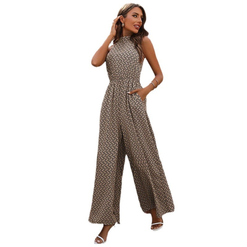 Dam Jumpsuit Modern Snitt Mönstrad Mjukt Tyg-6
