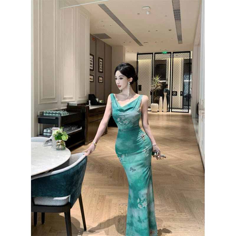 Variant image for Dam Maxiklänning Halterneck Mesh Polyester Elegant-1