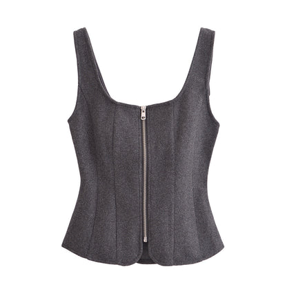 Variant image for Kvinnor Topp Blixtlås Linjestruktur Andningsbart Material Fest Toppar-3