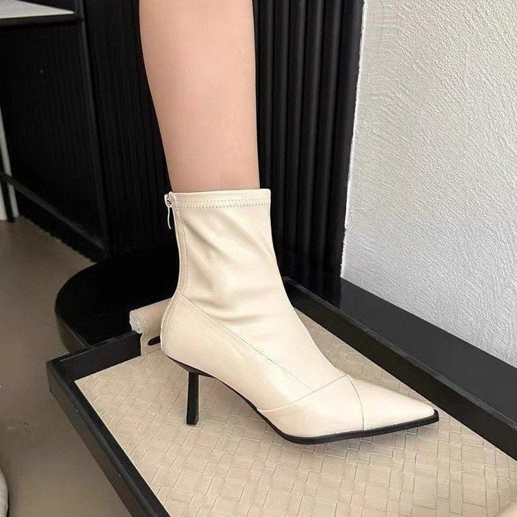 Kvinnors Ankelstövlar Spetsig Tå Elegant Häl Syntetiskt Läder 2