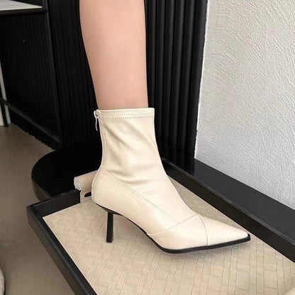 Kvinnors Ankelstövlar Spetsig Tå Elegant Häl Syntetiskt Läder 2