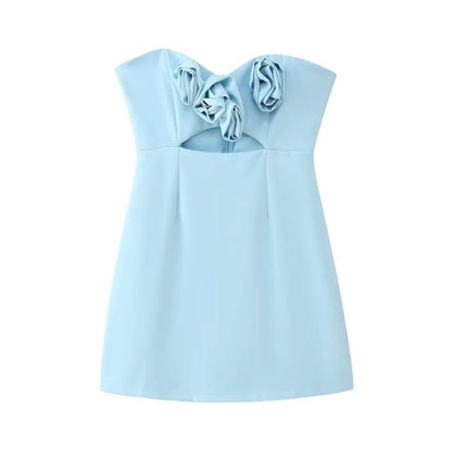 Kvinnors Klänning i Bustier-Design med Blommor – Mjuk och Lätt Tyg för Festliga Tillfällen 3