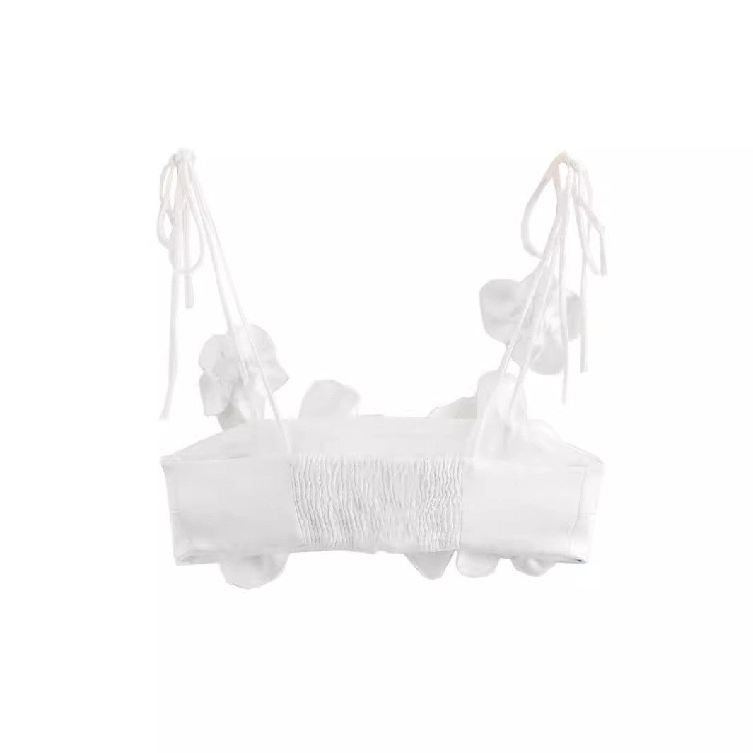 Dam Topp 3D-Mönster Blommor Polyester-3