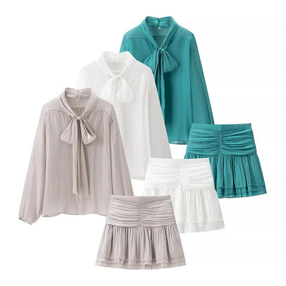 Damklänning Omslagsstil med Rüsch-detaljer i Lätt Tyg-2