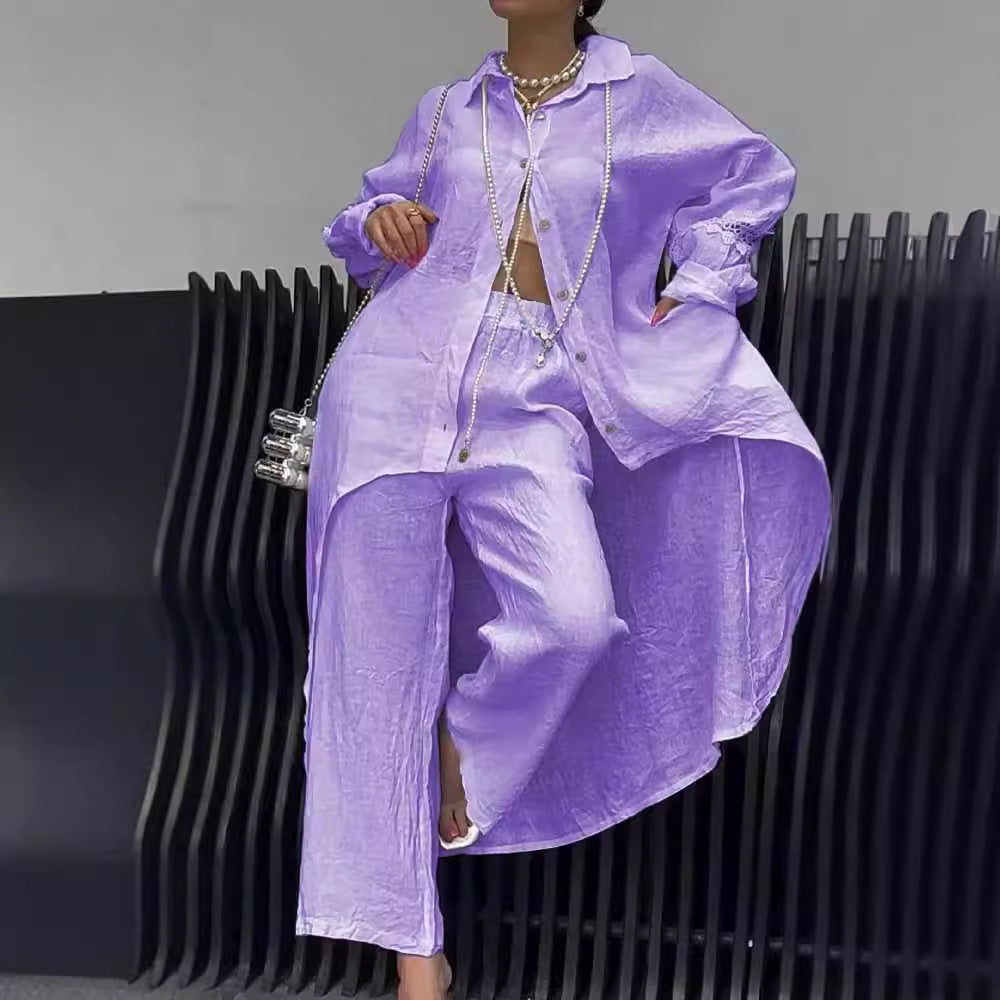 Herr Oregelbunden Hemdräkt Lång Ärmar Polyester-5